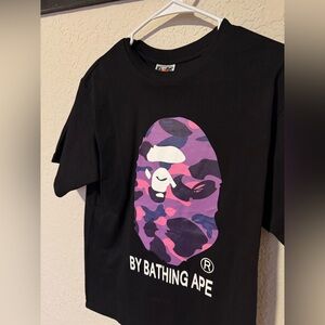 Black Bape T-shirt with purple camo big bape head
